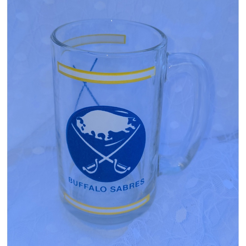 Buffalo Sabres Vintage NHL Heavy Glass Beer Mug 12oz Hockey Fan Souvenir